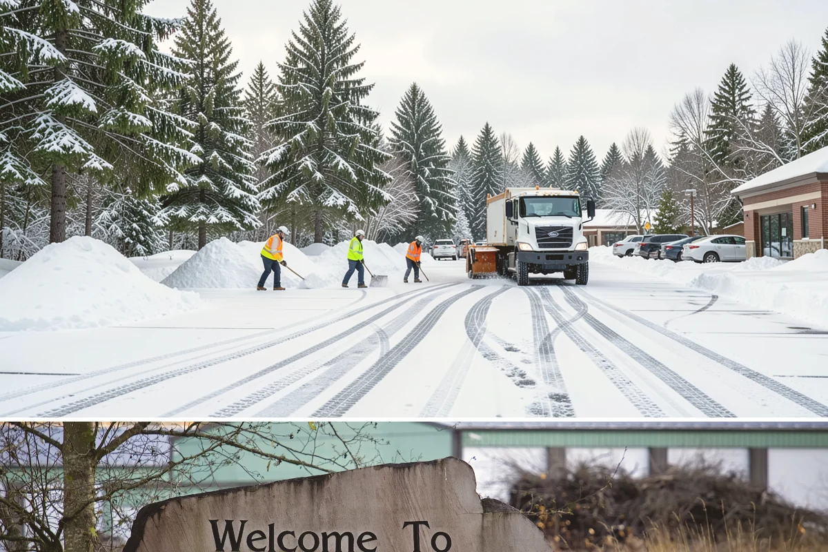 Commercial Walkway Clearing in Buckley, Pierce County, WA - Internal walkways need consistent treatment through midwinter when shaded connecting paths refreeze long after open areas clear.