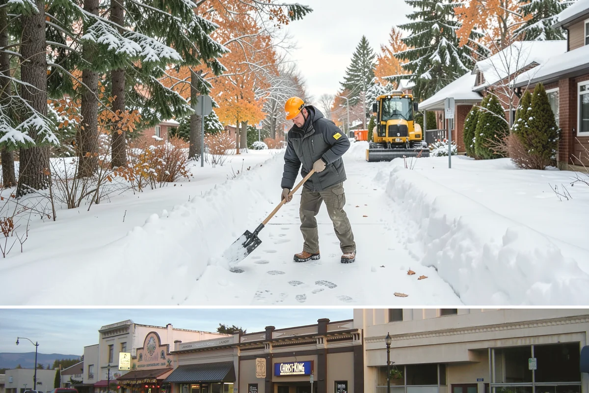 Commercial Walkway Clearing in Burlington, Skagit County, WA - Internal walkways need consistent treatment through midwinter when shaded connecting paths refreeze long after open areas clear.