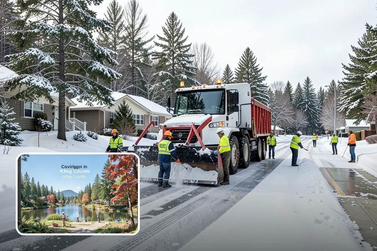 Commercial Walkway Clearing in Covington, King County, WA - Complete coverage of internal connecting paths