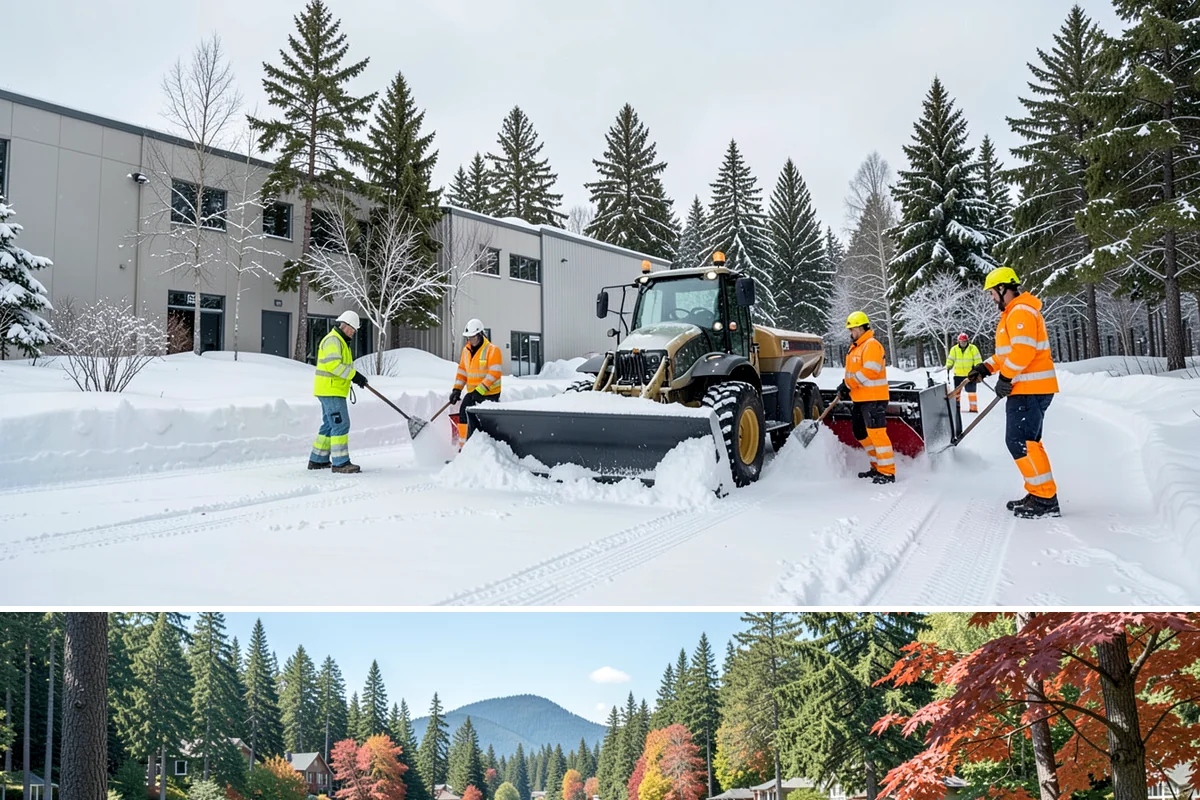 Commercial Walkway Clearing in Covington, King County, WA - Internal walkways need consistent treatment through midwinter when shaded connecting paths refreeze long after open areas clear.