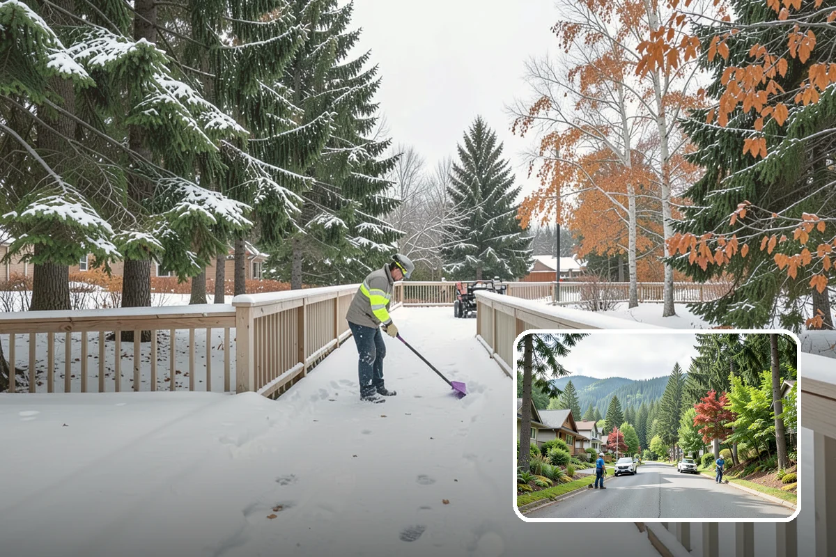 Commercial Walkway Clearing in Darrington, Snohomish County, WA - Complete coverage of internal connecting paths