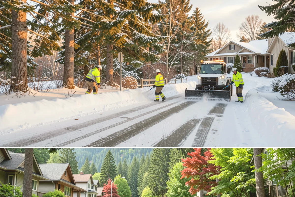 Commercial Walkway Clearing in Darrington, Snohomish County, WA - Internal walkways need consistent treatment through midwinter when shaded connecting paths refreeze long after open areas clear.