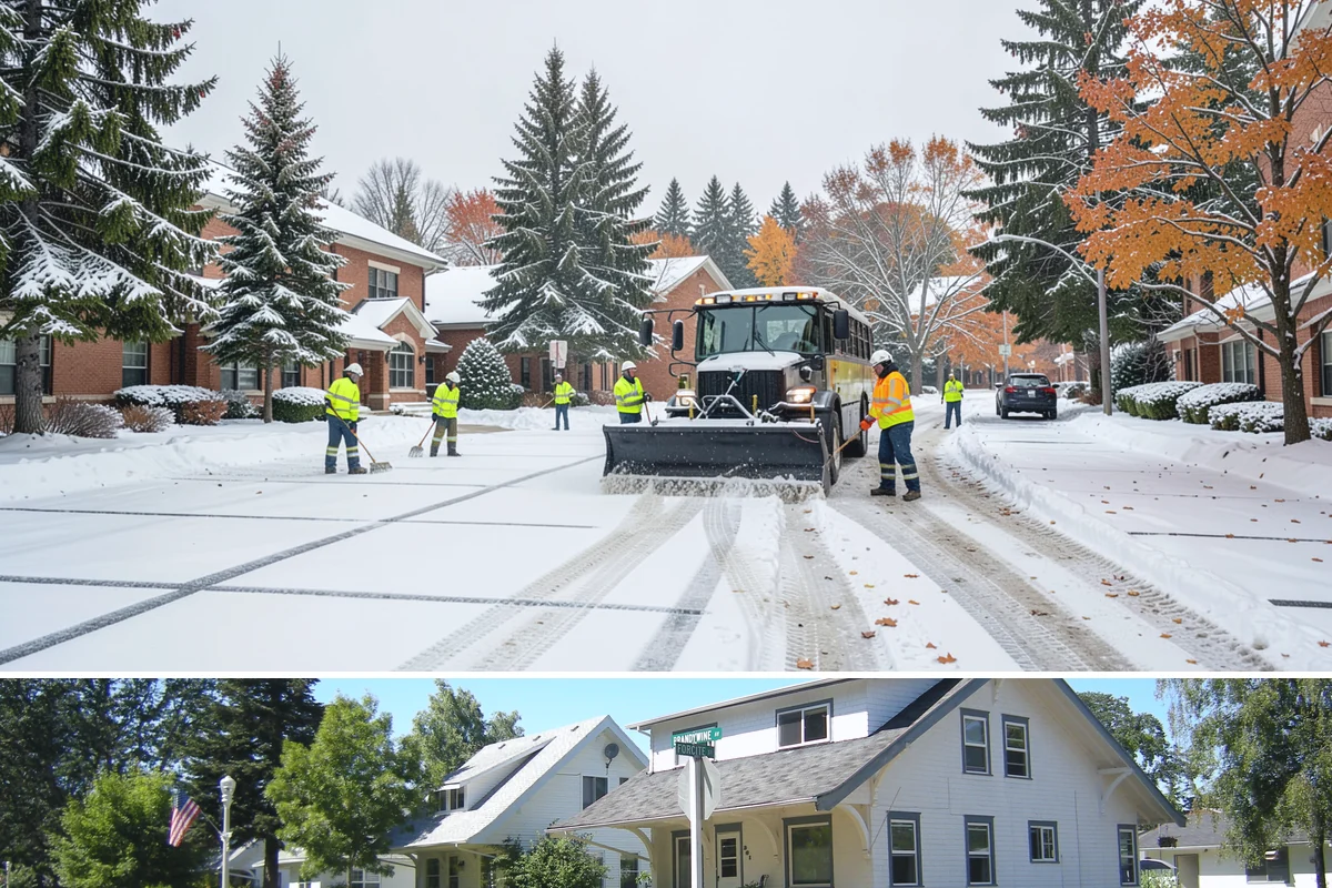 Commercial Walkway Clearing in DuPont, Pierce County, WA - Internal walkways need consistent treatment through midwinter when shaded connecting paths refreeze long after open areas clear.