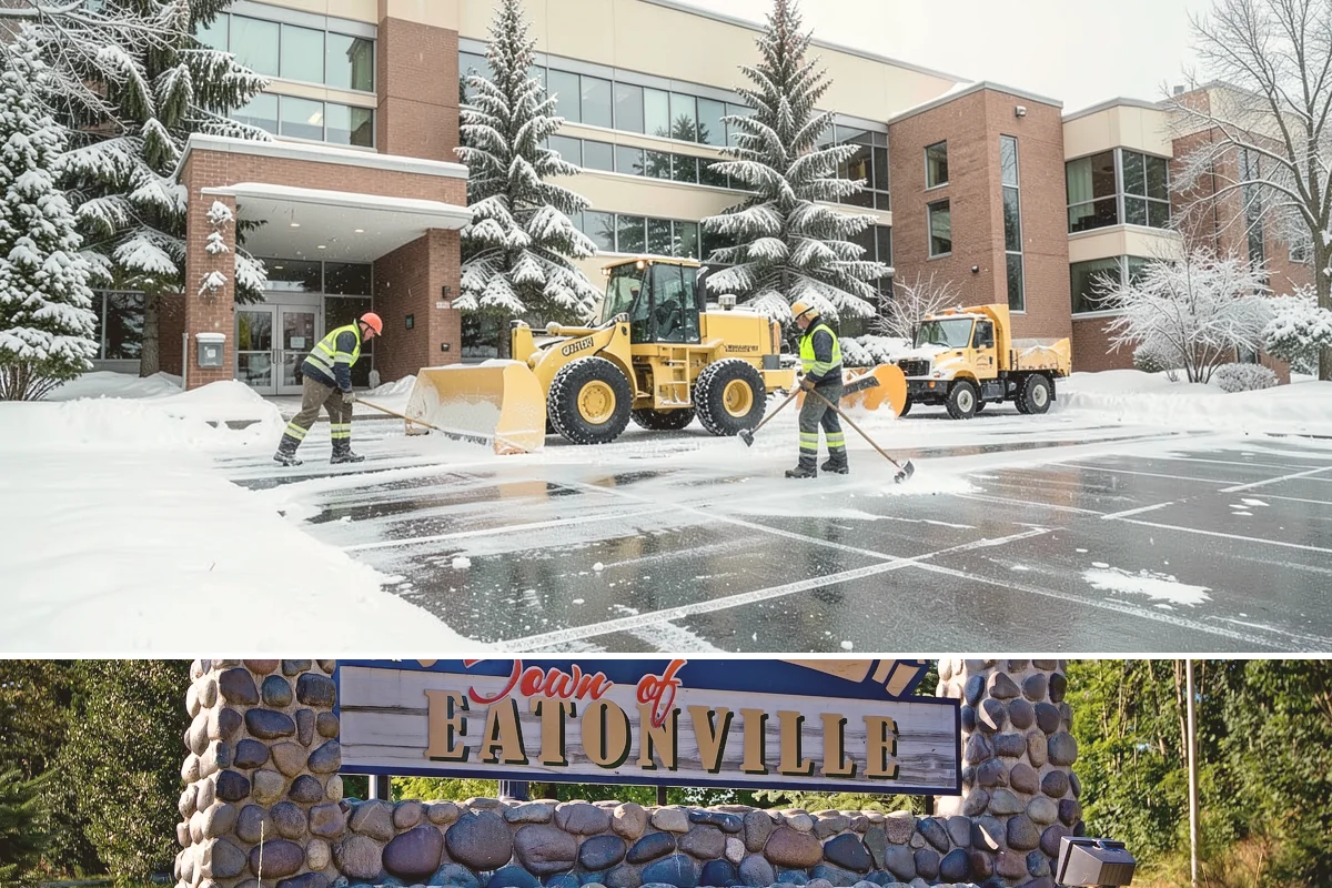 Commercial Walkway Clearing in Eatonville, Pierce County, WA - Internal walkways need consistent treatment through midwinter when shaded connecting paths refreeze long after open areas clear.