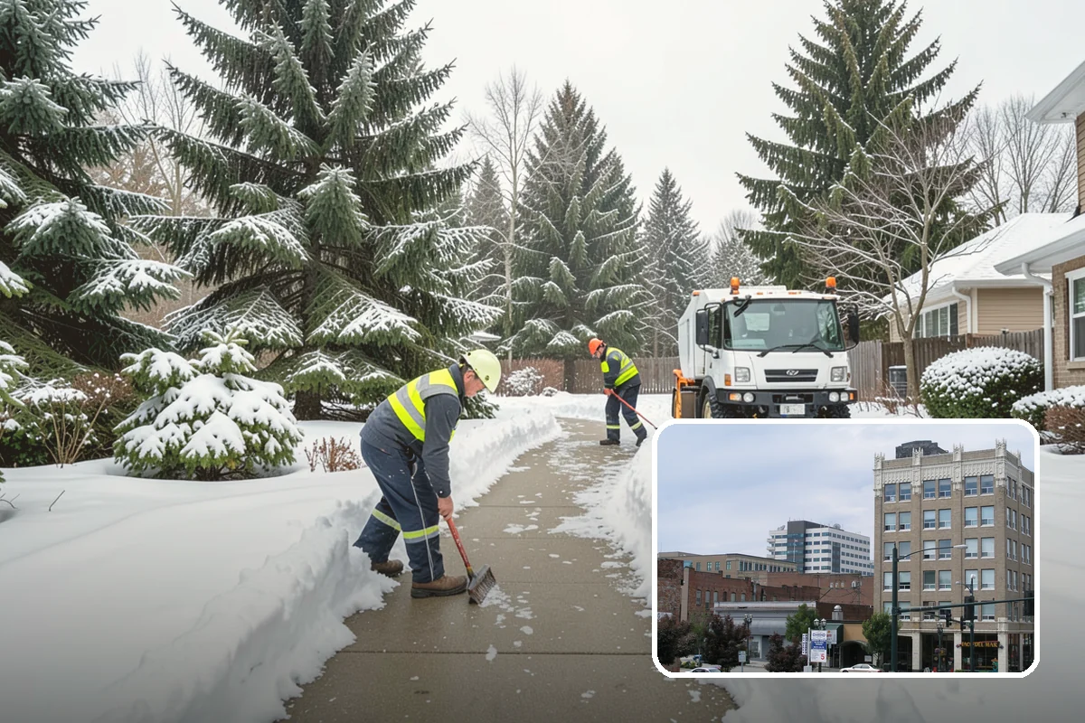 Commercial Walkway Clearing in Everett, Snohomish County, WA - Complete coverage of internal connecting paths