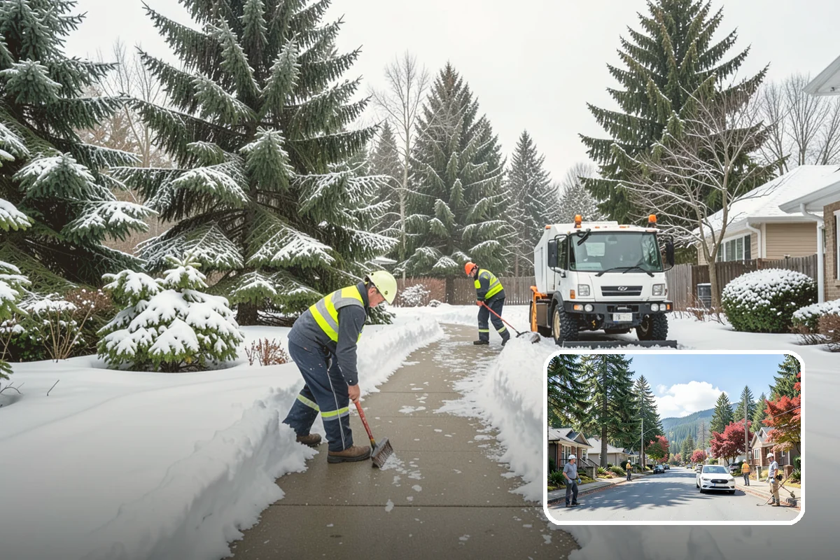 Commercial Walkway Clearing in Hunts Point, King County, WA - Complete coverage of internal connecting paths