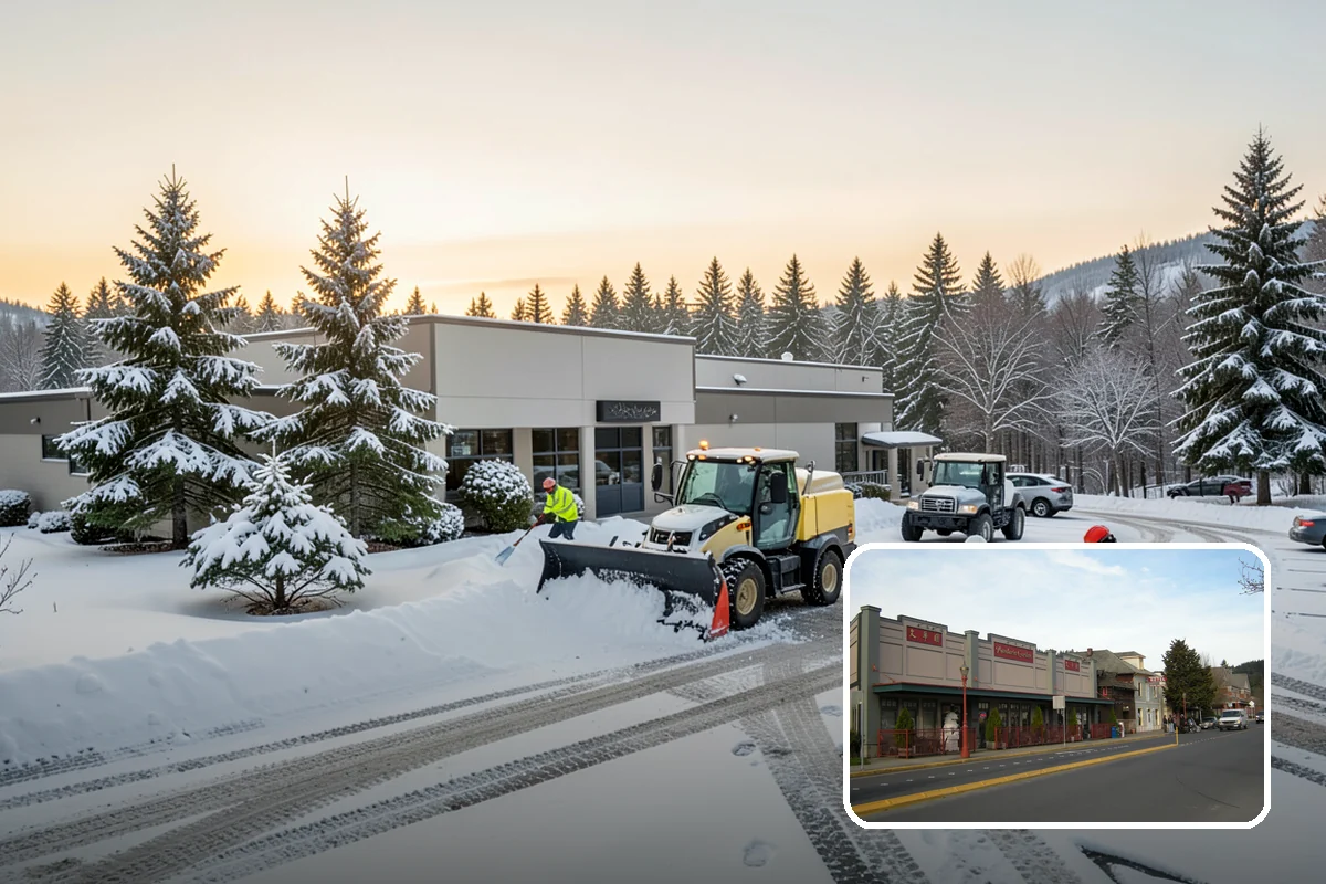 Commercial Walkway Clearing in Issaquah, King County, WA - Complete coverage of internal connecting paths