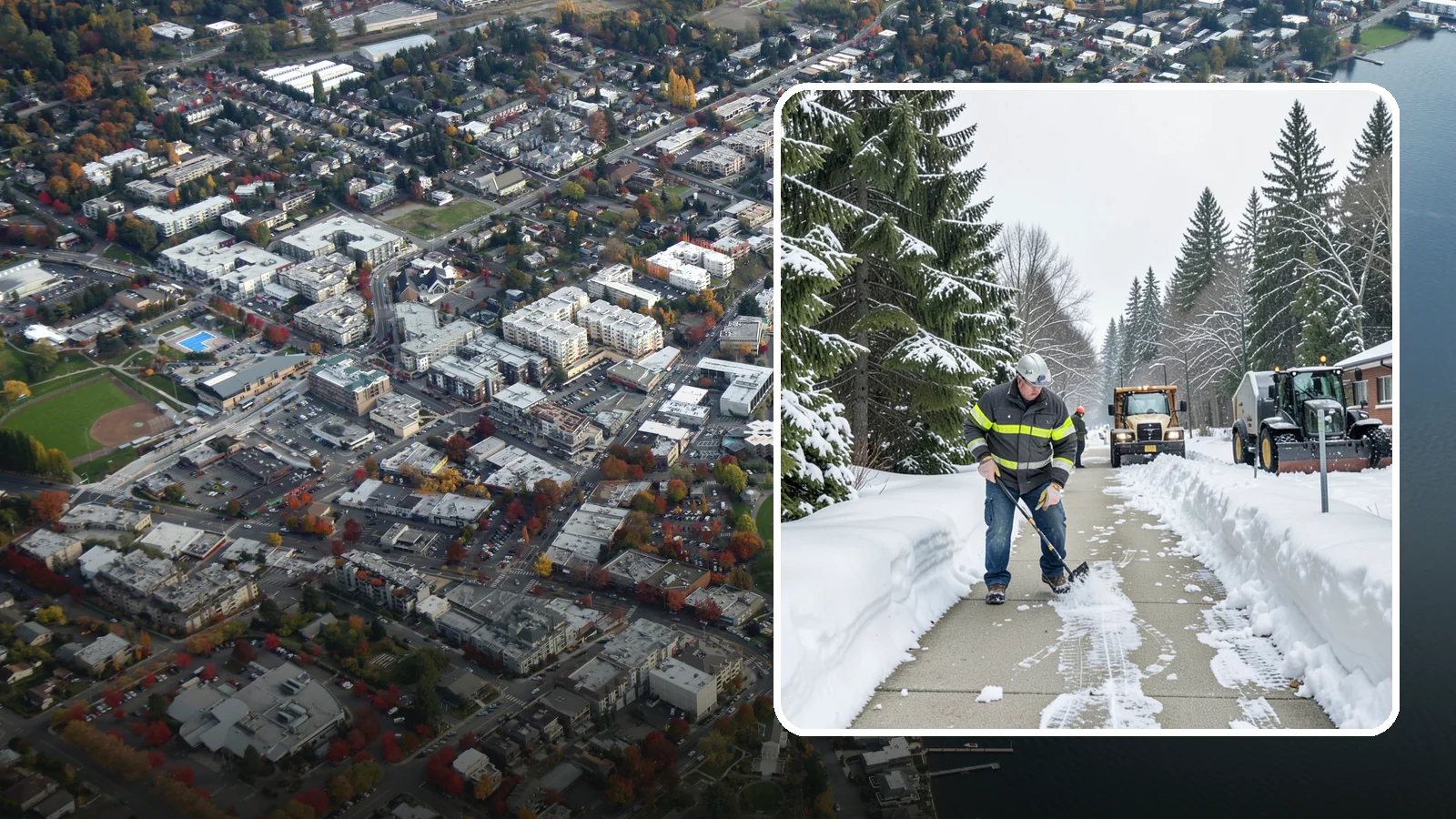 Commercial Walkway Clearing in Kirkland, King County, WA - Keep the internal walkways across your commercial property safe for staff and visitors during winter weather.