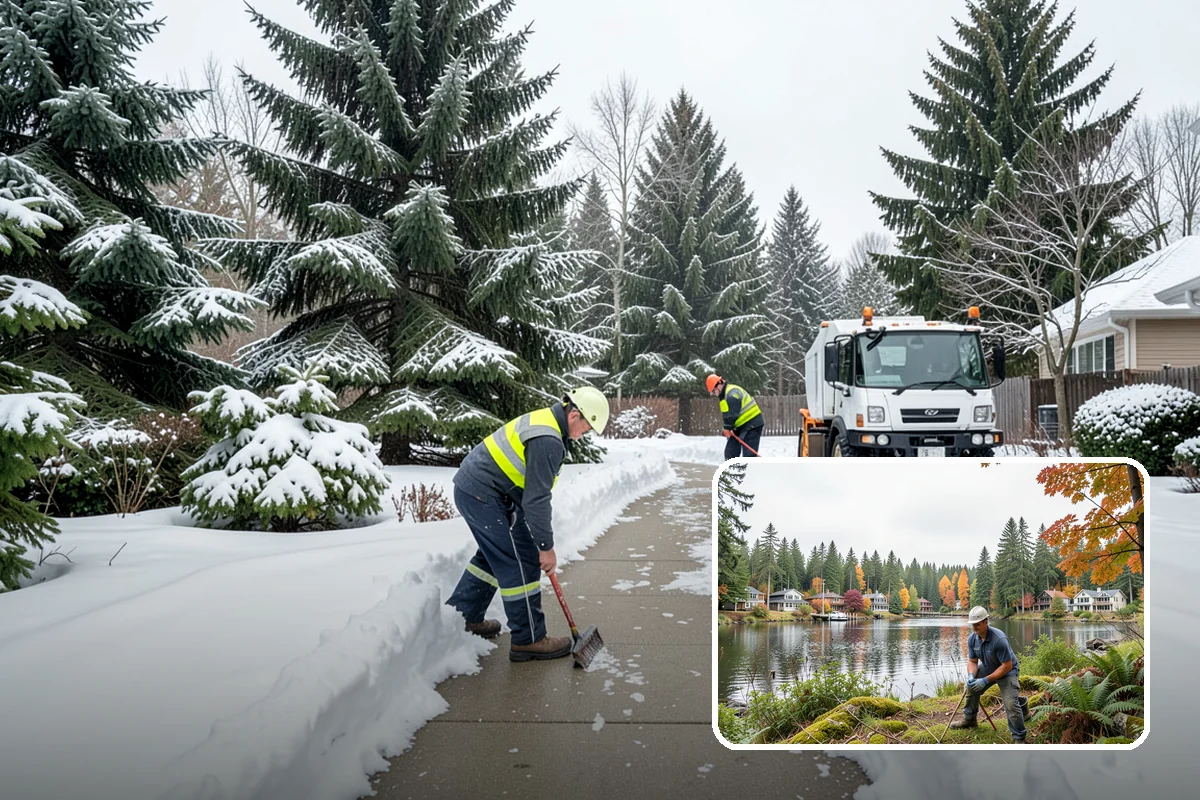 Commercial Walkway Clearing in La Conner, Skagit County, WA - Complete coverage of internal connecting paths