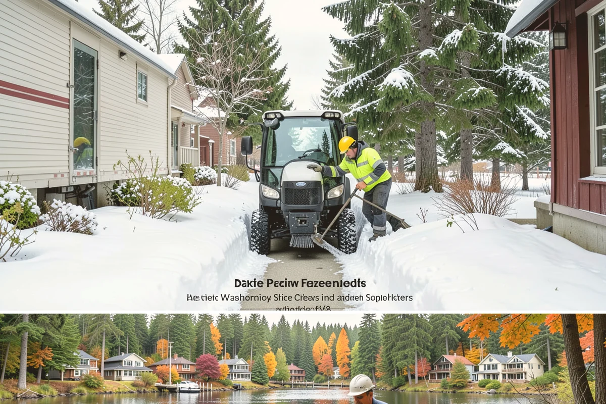 Commercial Walkway Clearing in La Conner, Skagit County, WA - Internal walkways need consistent treatment through midwinter when shaded connecting paths refreeze long after open areas clear.