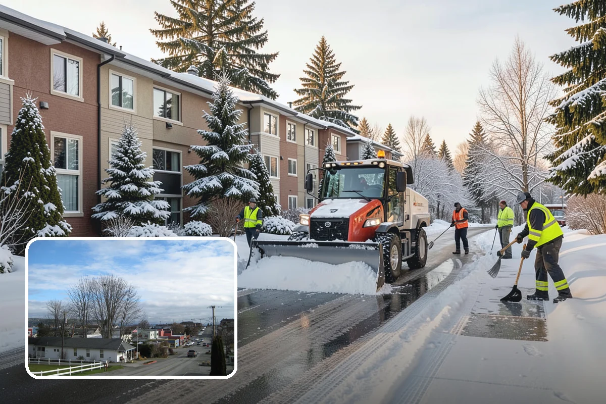 Commercial Walkway Clearing in Langley, Island County, WA - Complete coverage of internal connecting paths