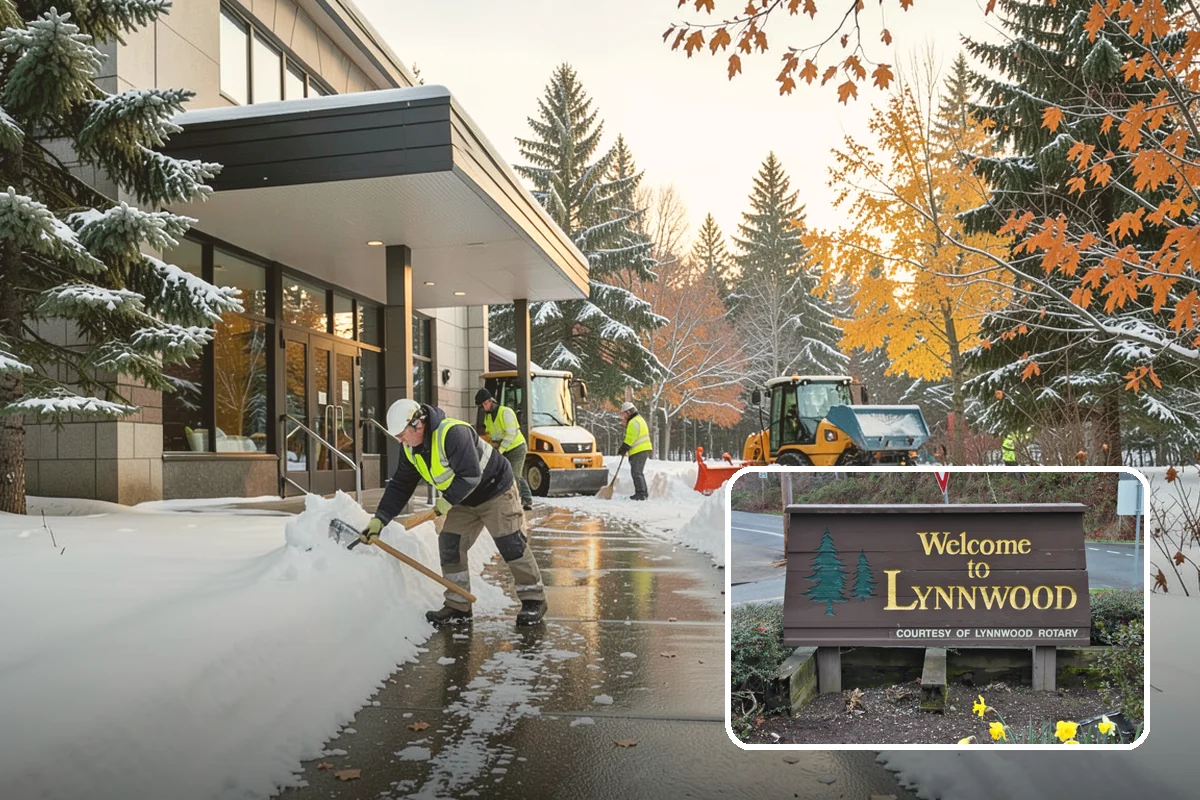 Commercial Walkway Clearing in Lynnwood, Snohomish County, WA - Complete coverage of internal connecting paths