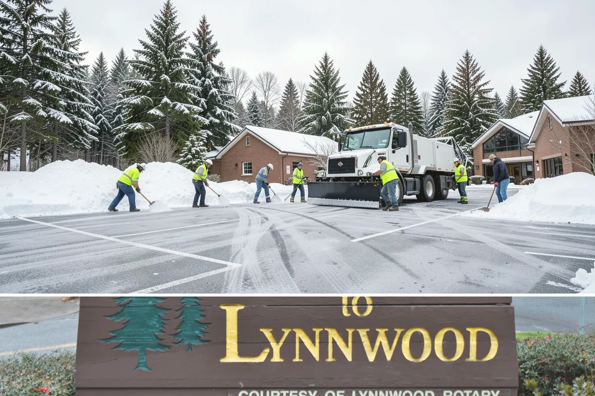 Commercial Walkway Clearing in Lynnwood, Snohomish County, WA - Internal walkways need consistent treatment through midwinter when shaded connecting paths refreeze long after open areas clear.