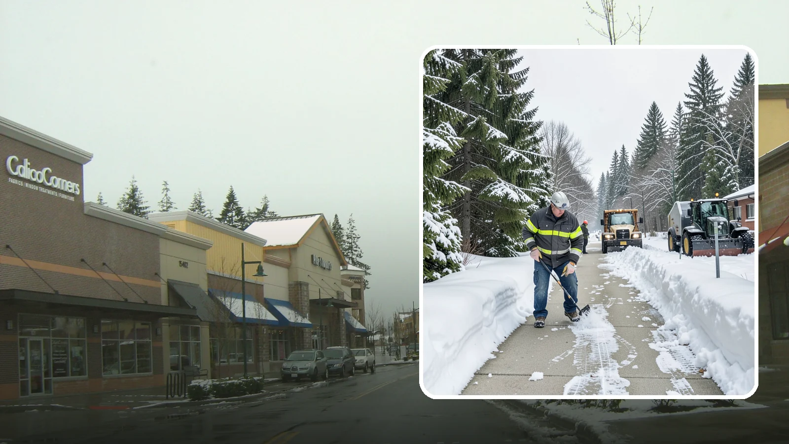 Commercial Walkway Clearing in Mill Creek, Snohomish County, WA - Keep the internal walkways across your commercial property safe for staff and visitors during winter weather.