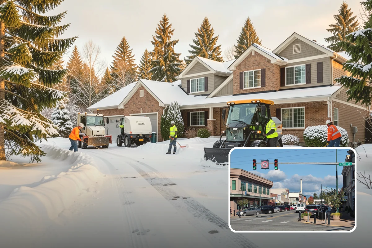 Commercial Walkway Clearing in Monroe, Snohomish County, WA - Complete coverage of internal connecting paths