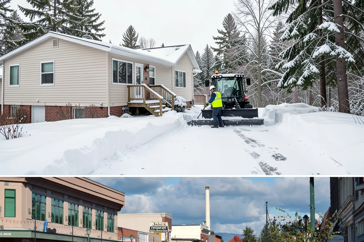 Commercial Walkway Clearing in Monroe, Snohomish County, WA - Internal walkways need consistent treatment through midwinter when shaded connecting paths refreeze long after open areas clear.