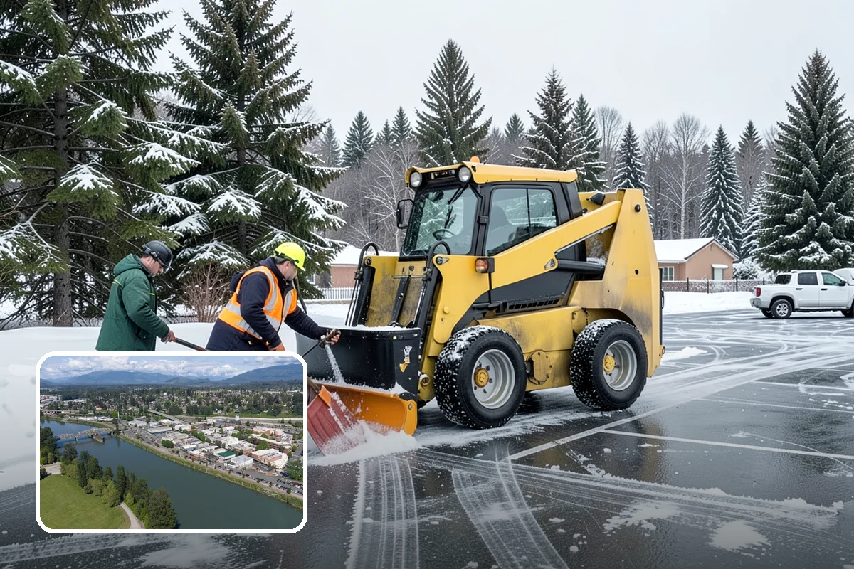 Commercial Walkway Clearing in Mount Vernon, Skagit County, WA - Complete coverage of internal connecting paths