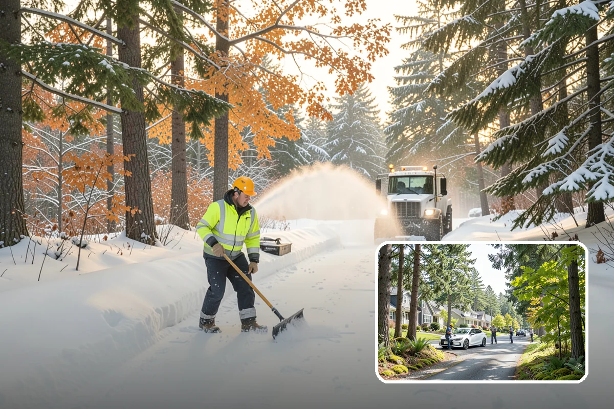 Commercial Walkway Clearing in Normandy Park, King County, WA - Complete coverage of internal connecting paths