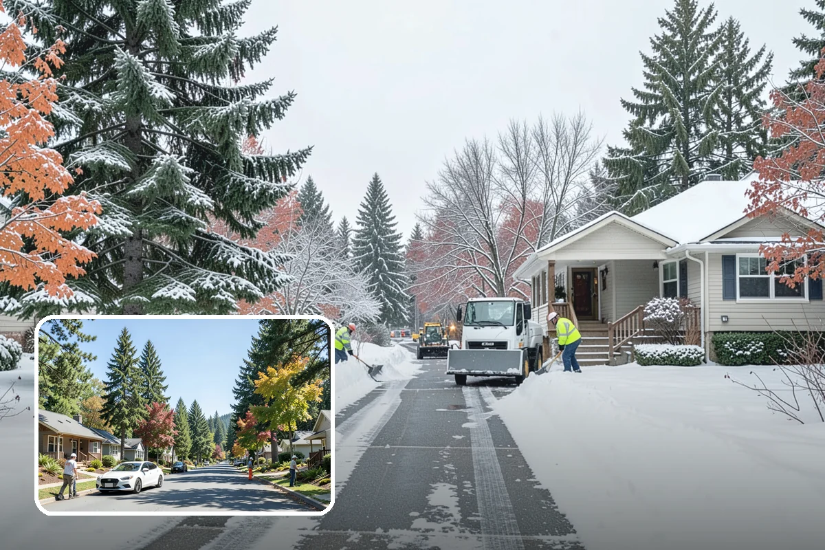 Commercial Walkway Clearing in Orting, Pierce County, WA - Complete coverage of internal connecting paths