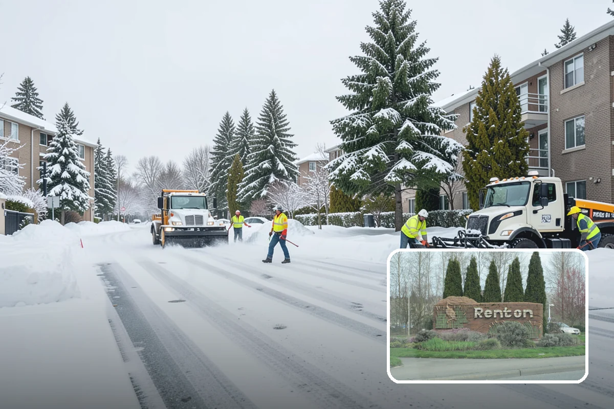 Commercial Walkway Clearing in Renton, King County, WA - Complete coverage of internal connecting paths