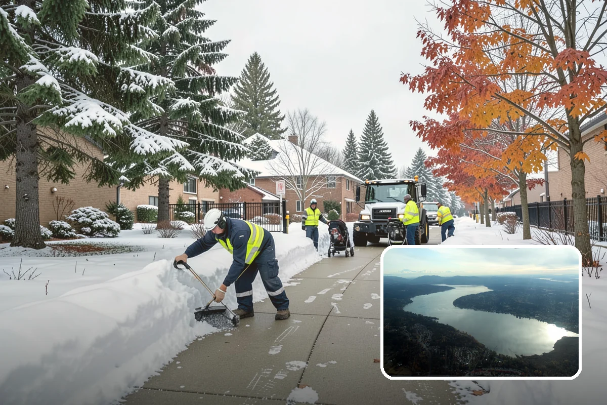 Commercial Walkway Clearing in Sammamish, King County, WA - Complete coverage of internal connecting paths