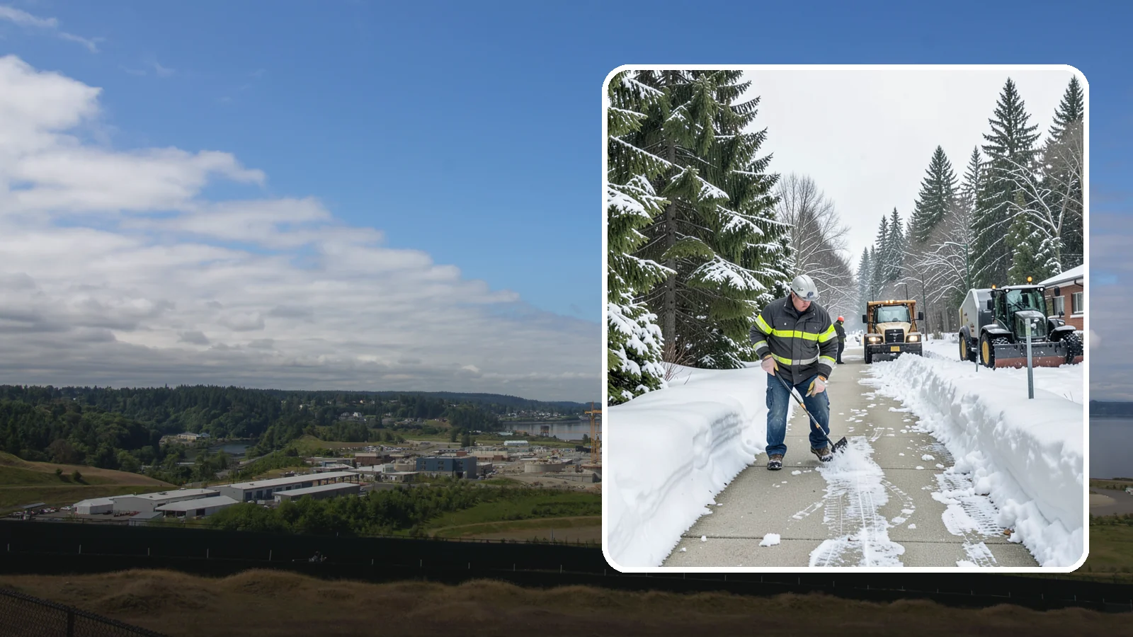 Commercial Walkway Clearing in University Place, Pierce County, WA - Keep the internal walkways across your commercial property safe for staff and visitors during winter weather.