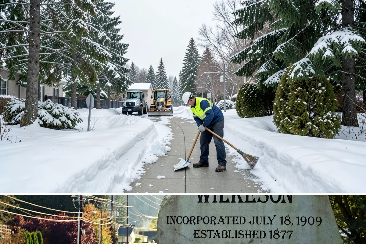 Commercial Walkway Clearing in Wilkeson, Pierce County, WA - Internal walkways need consistent treatment through midwinter when shaded connecting paths refreeze long after open areas clear.
