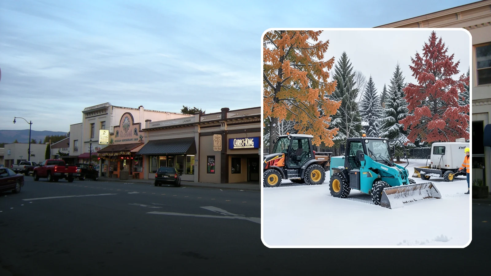 Compact Equipment Snow Removal in Burlington, Skagit County, WA - Our compact machines clear courtyards, plazas, and gated areas where full-size equipment simply cannot fit.