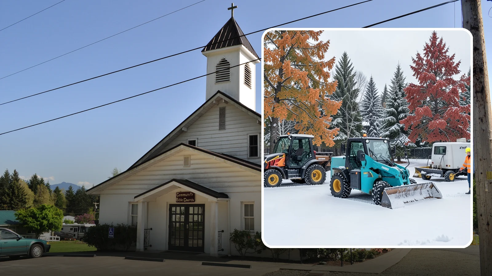 Compact Equipment Snow Removal in Concrete, Skagit County, WA - Our compact machines clear courtyards, plazas, and gated areas where full-size equipment simply cannot fit.