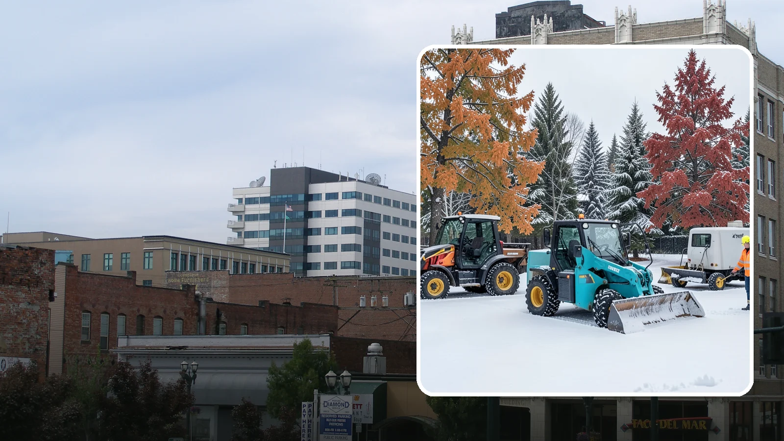 Compact Equipment Snow Removal in Everett, Snohomish County, WA - Our compact machines clear courtyards, plazas, and gated areas where full-size equipment simply cannot fit.