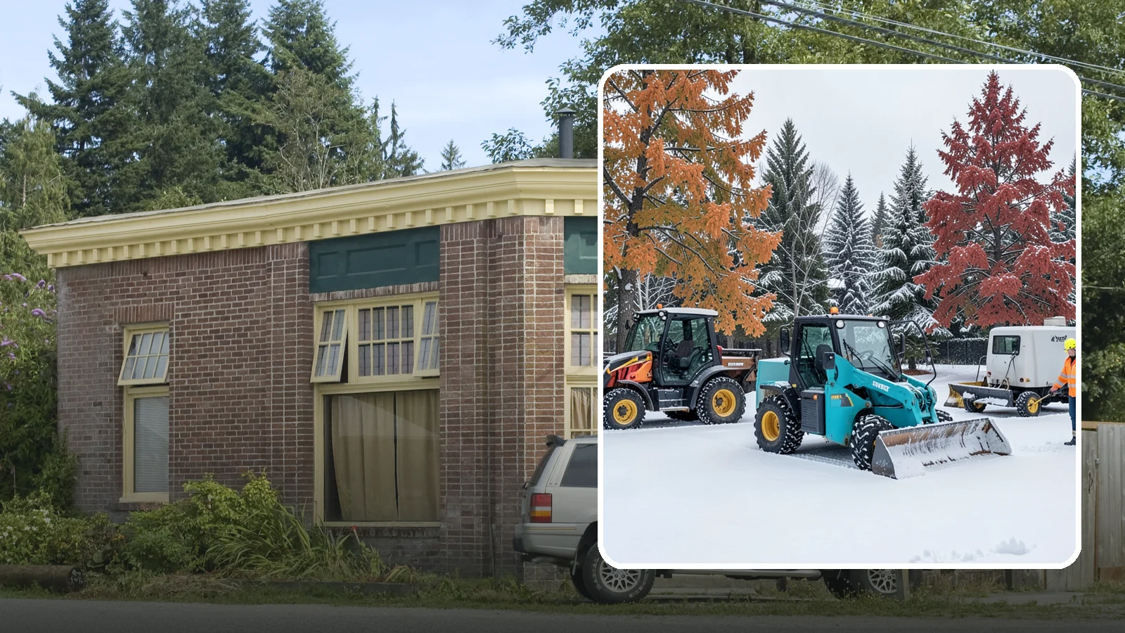 Compact Equipment Snow Removal in Hamilton, Skagit County, WA - Our compact machines clear courtyards, plazas, and gated areas where full-size equipment simply cannot fit.