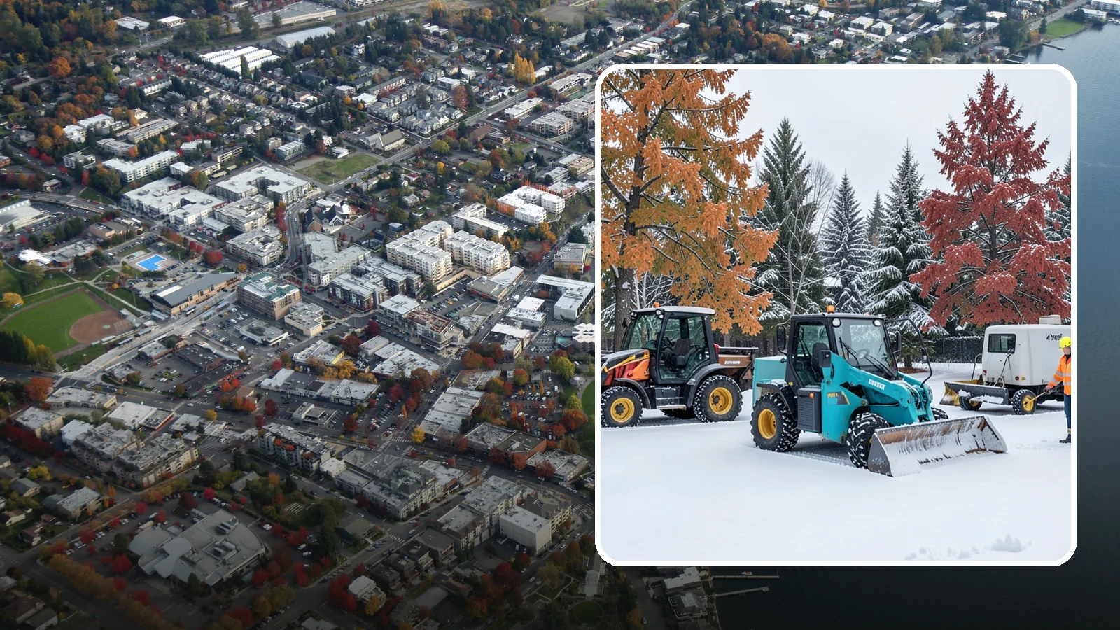 Compact Equipment Snow Removal in Kirkland, King County, WA - Our compact machines clear courtyards, plazas, and gated areas where full-size equipment simply cannot fit.