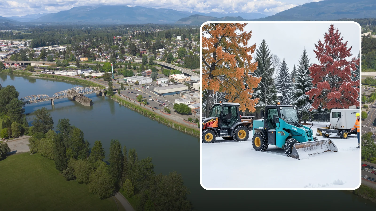 Compact Equipment Snow Removal in Mount Vernon, Skagit County, WA - Our compact machines clear courtyards, plazas, and gated areas where full-size equipment simply cannot fit.