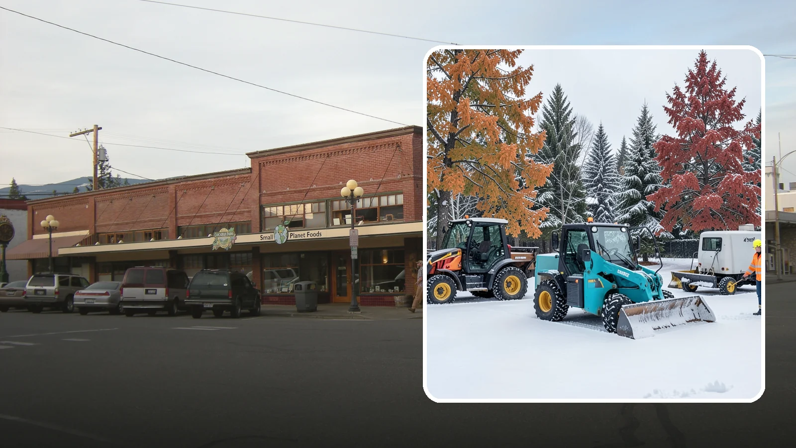 Compact Equipment Snow Removal in Sedro-Woolley, Skagit County, WA - Our compact machines clear courtyards, plazas, and gated areas where full-size equipment simply cannot fit.