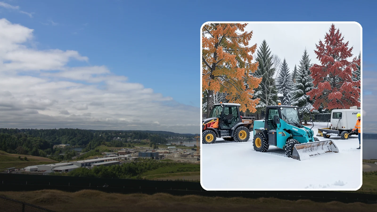 Compact Equipment Snow Removal in University Place, Pierce County, WA - Our compact machines clear courtyards, plazas, and gated areas where full-size equipment simply cannot fit.