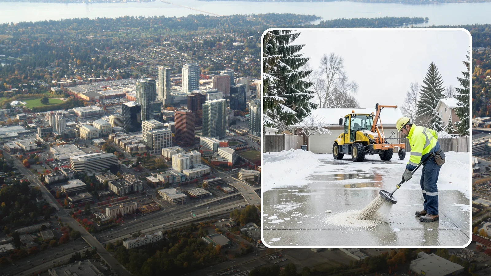 Concrete Driveway Deicing in Bellevue, King County, WA - Concrete-safe deicing that clears ice from driveways without the surface scaling that harsh salts cause.