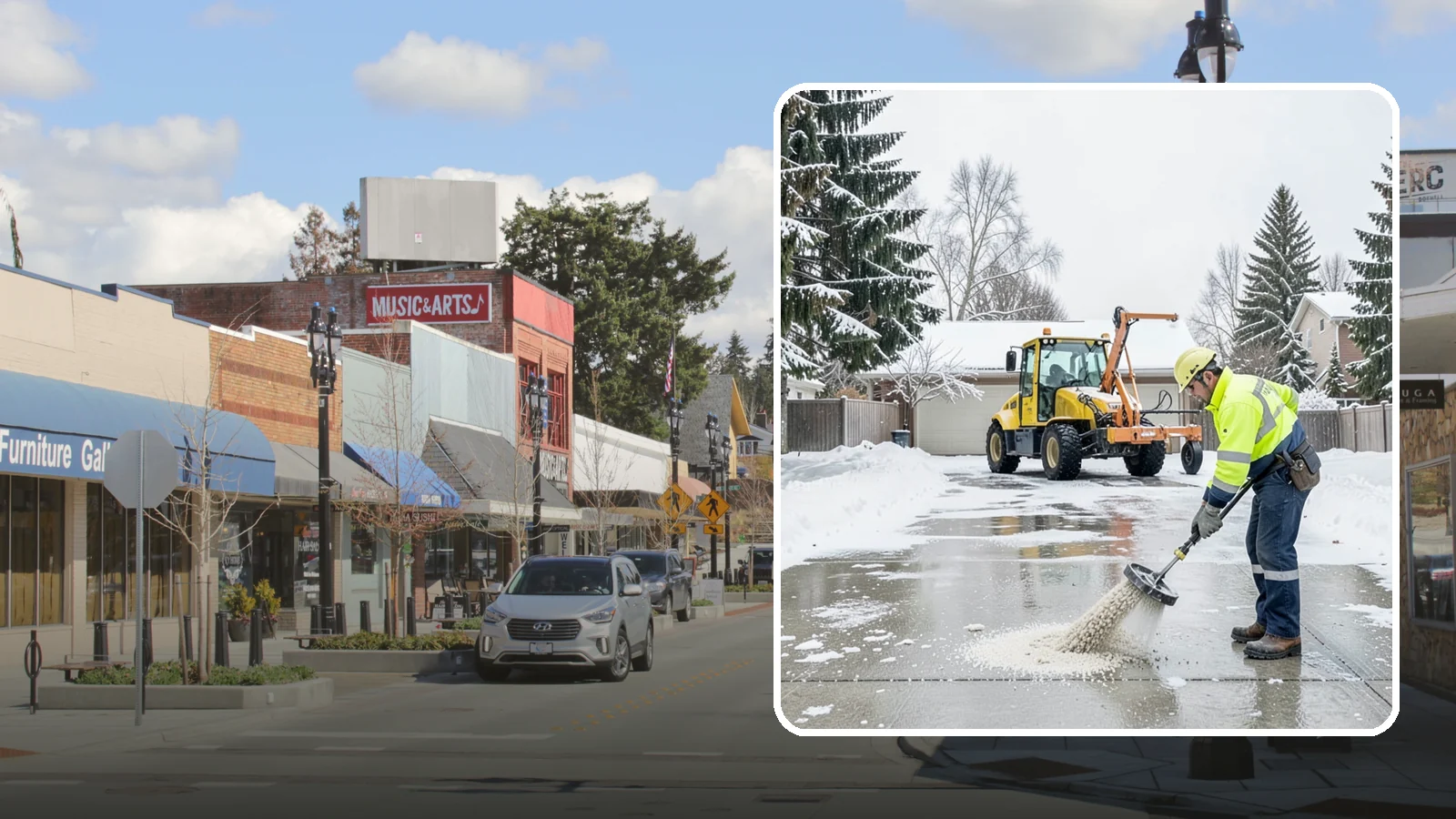 Concrete Driveway Deicing in Bothell, King County, WA - Concrete-safe deicing that clears ice from driveways without the surface scaling that harsh salts cause.