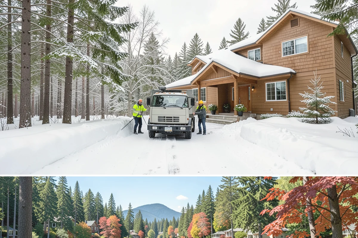 Concrete Driveway Deicing in Covington, King County, WA - Apply concrete-safe deicing at the onset of each freeze to prevent the ice bond, typically December through February in the...