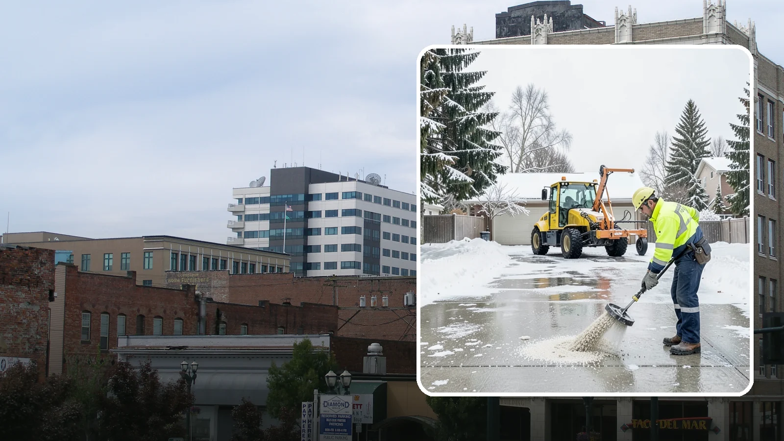 Concrete Driveway Deicing in Everett, Snohomish County, WA - Concrete-safe deicing that clears ice from driveways without the surface scaling that harsh salts cause.