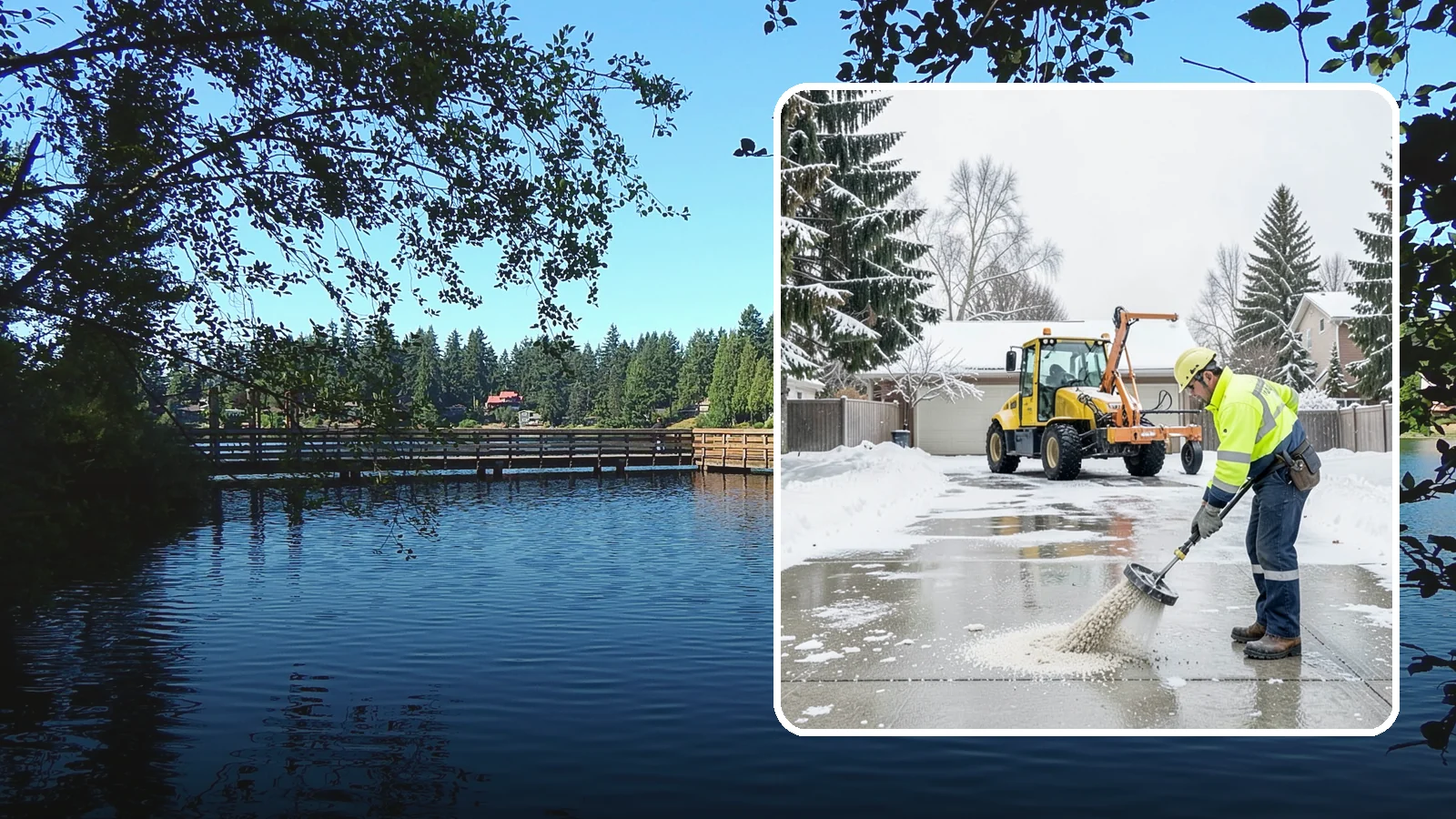 Concrete Driveway Deicing in Federal Way, King County, WA - Concrete-safe deicing that clears ice from driveways without the surface scaling that harsh salts cause.