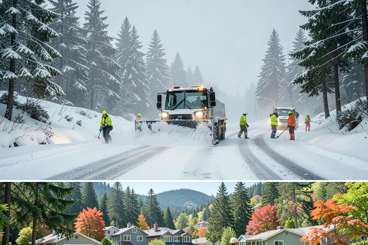Concrete Driveway Deicing in Fircrest, Pierce County, WA - Apply concrete-safe deicing at the onset of each freeze to prevent the ice bond, typically December through February in the...