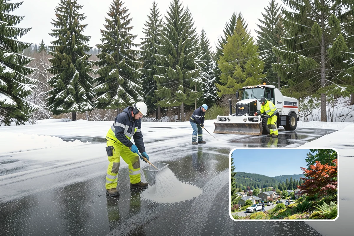Concrete Driveway Deicing in Index, Snohomish County, WA - Clears ice while protecting concrete from scaling and spalling