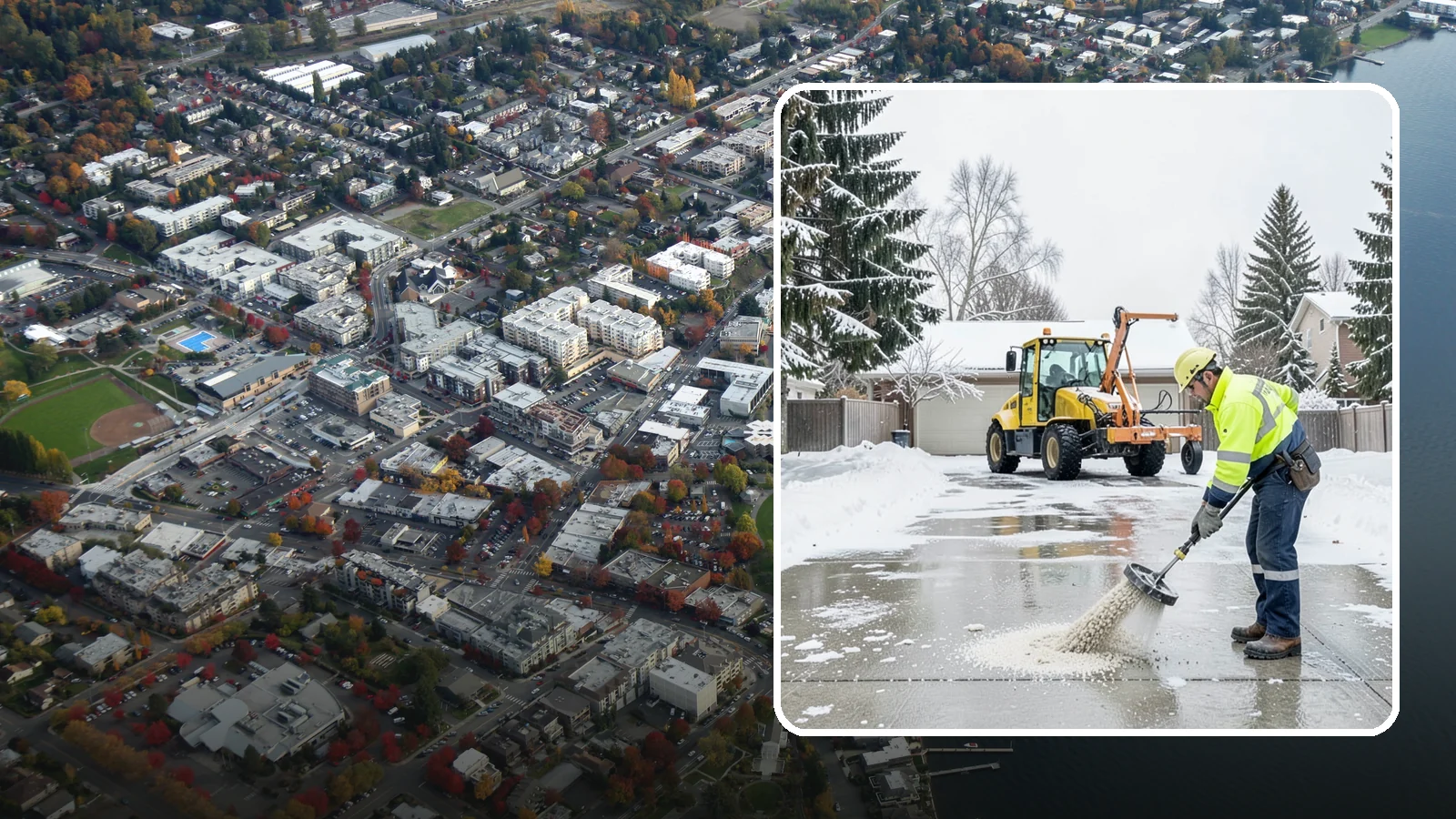 Concrete Driveway Deicing in Kirkland, King County, WA - Concrete-safe deicing that clears ice from driveways without the surface scaling that harsh salts cause.