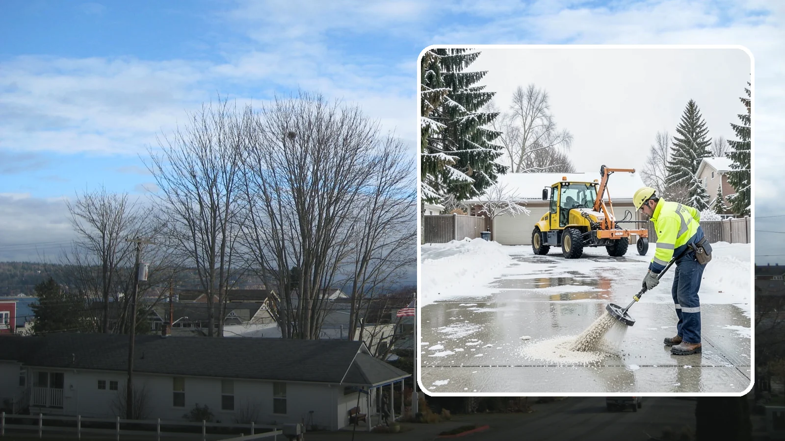 Concrete Driveway Deicing in Langley, Island County, WA - Concrete-safe deicing that clears ice from driveways without the surface scaling that harsh salts cause.