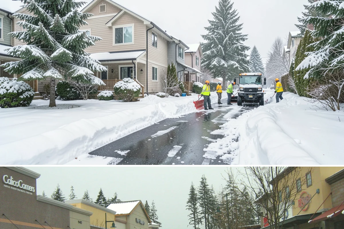 Concrete Driveway Deicing in Mill Creek, Snohomish County, WA - Apply concrete-safe deicing at the onset of each freeze to prevent the ice bond, typically December through February in the...