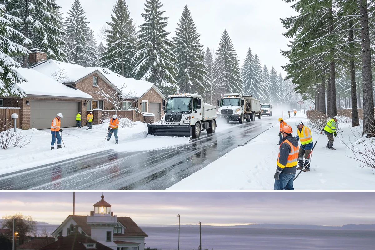 Concrete Driveway Deicing in Mukilteo, Snohomish County, WA - Apply concrete-safe deicing at the onset of each freeze to prevent the ice bond, typically December through February in the...