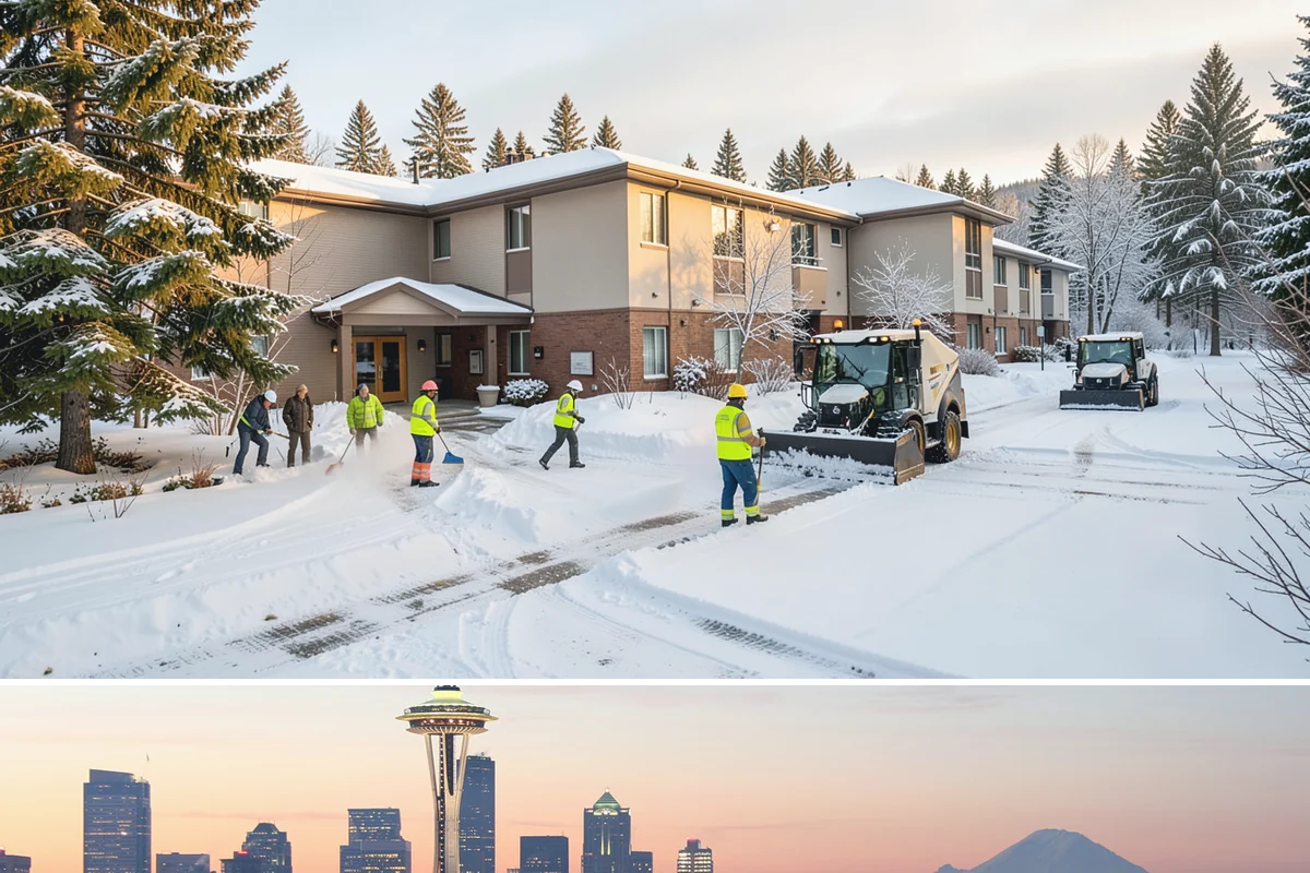 Concrete Driveway Deicing in Seattle, King County, WA - Apply concrete-safe deicing at the onset of each freeze to prevent the ice bond, typically December through February in the...