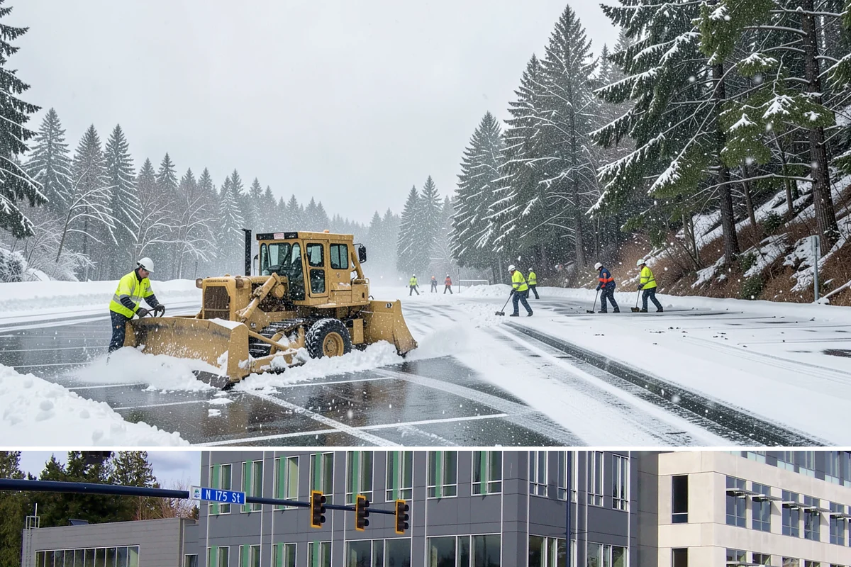 Concrete Driveway Deicing in Shoreline, King County, WA - Apply concrete-safe deicing at the onset of each freeze to prevent the ice bond, typically December through February in the...