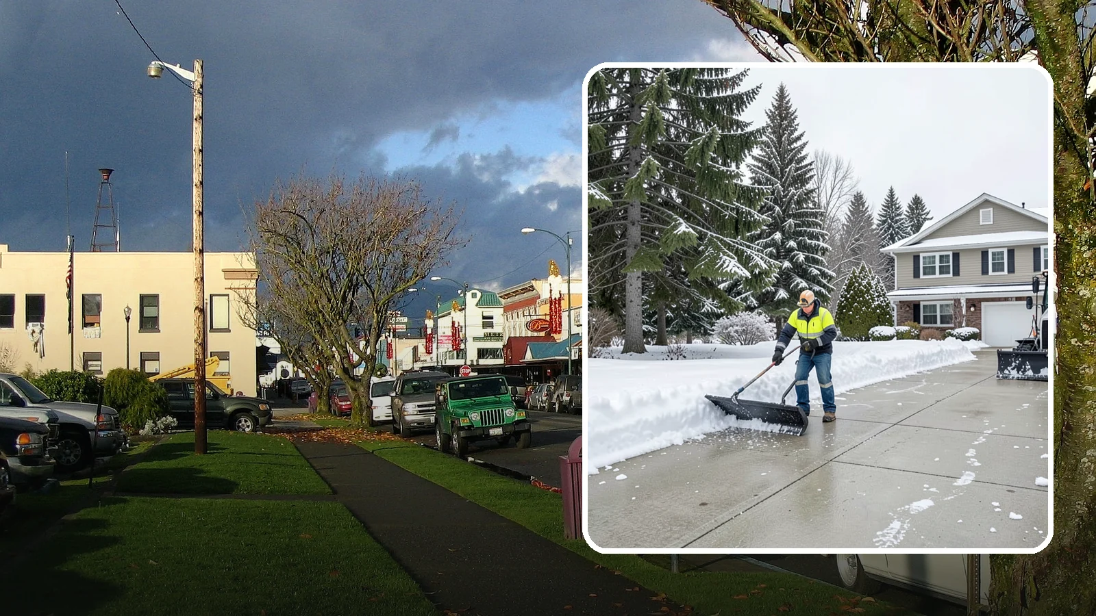 Concrete Driveway Snow Removal in Arlington, Snohomish County, WA - We clear concrete driveways and use deicers that protect the surface from spalling and scaling.