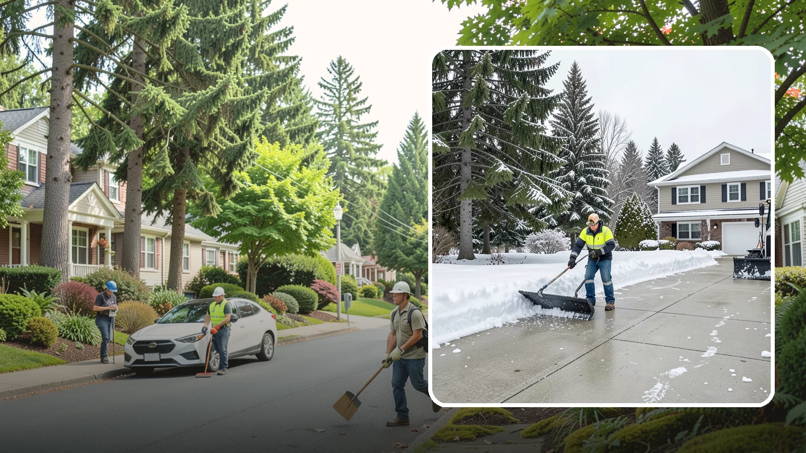 Concrete Driveway Snow Removal in Beaux Arts Village, King County, WA - We clear concrete driveways and use deicers that protect the surface from spalling and scaling.